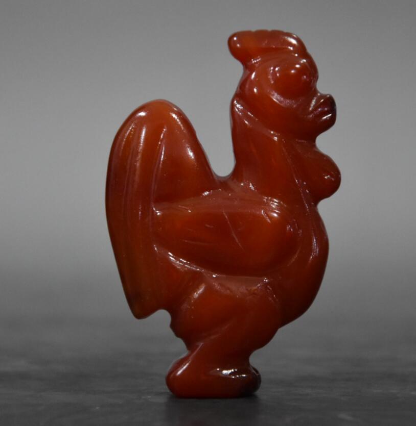 China Handmade carving red agate cock small statue