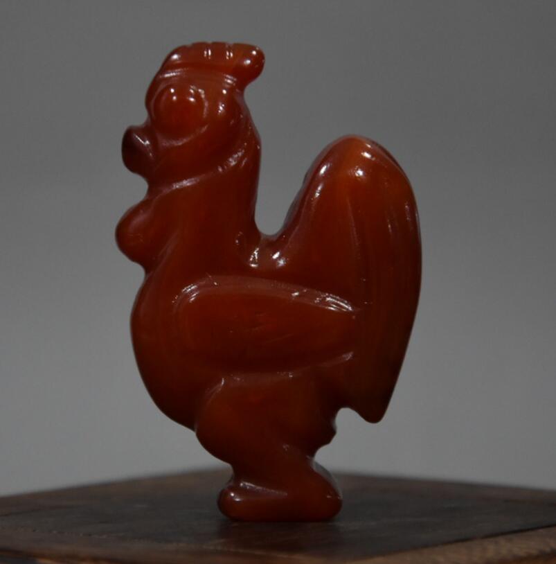 China Handmade carving red agate cock small statue