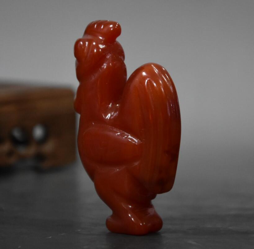 China Handmade carving red agate cock small statue