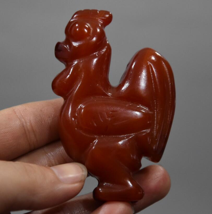 China Handmade carving red agate cock small statue