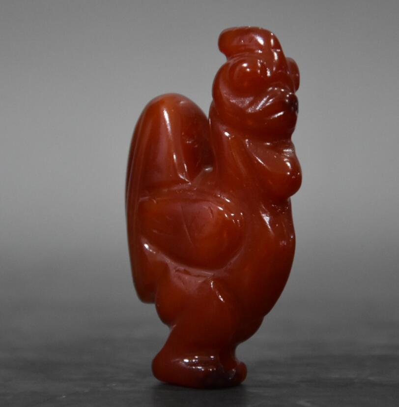 China Handmade carving red agate cock small statue