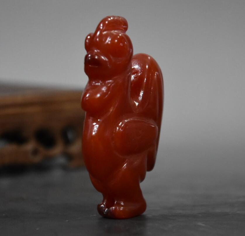 China Handmade carving red agate cock small statue