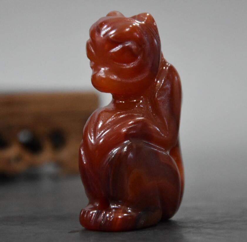 China Handmade Sculpture red agate archaize monkey small statue