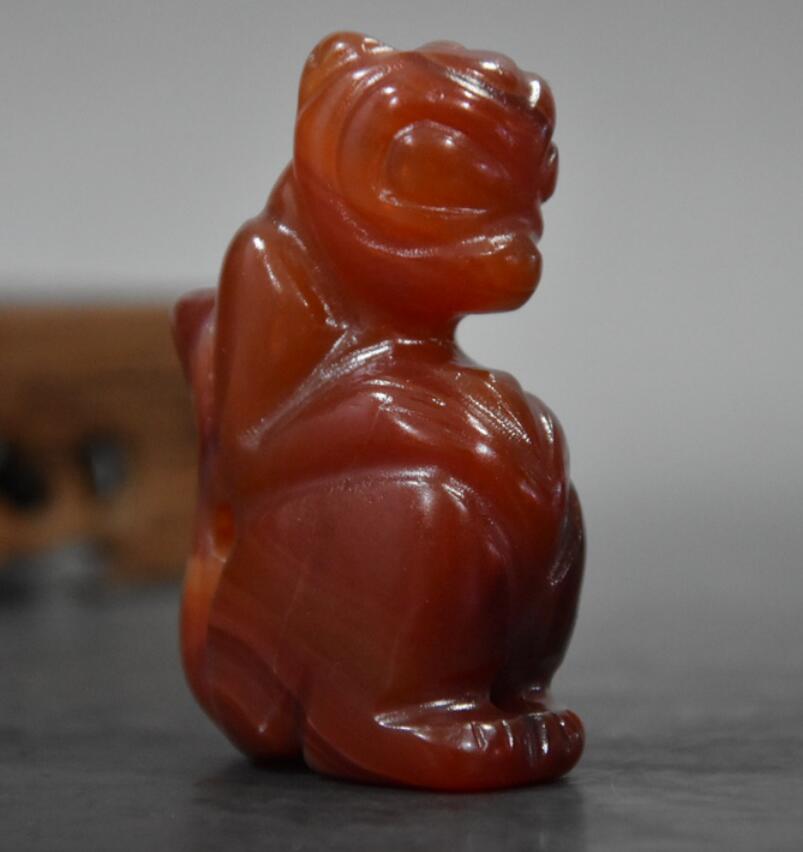 China Handmade Sculpture red agate archaize monkey small statue