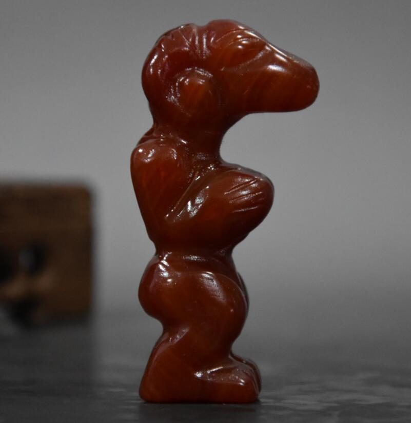 China Handmade carving red agate archaize sheep small statue