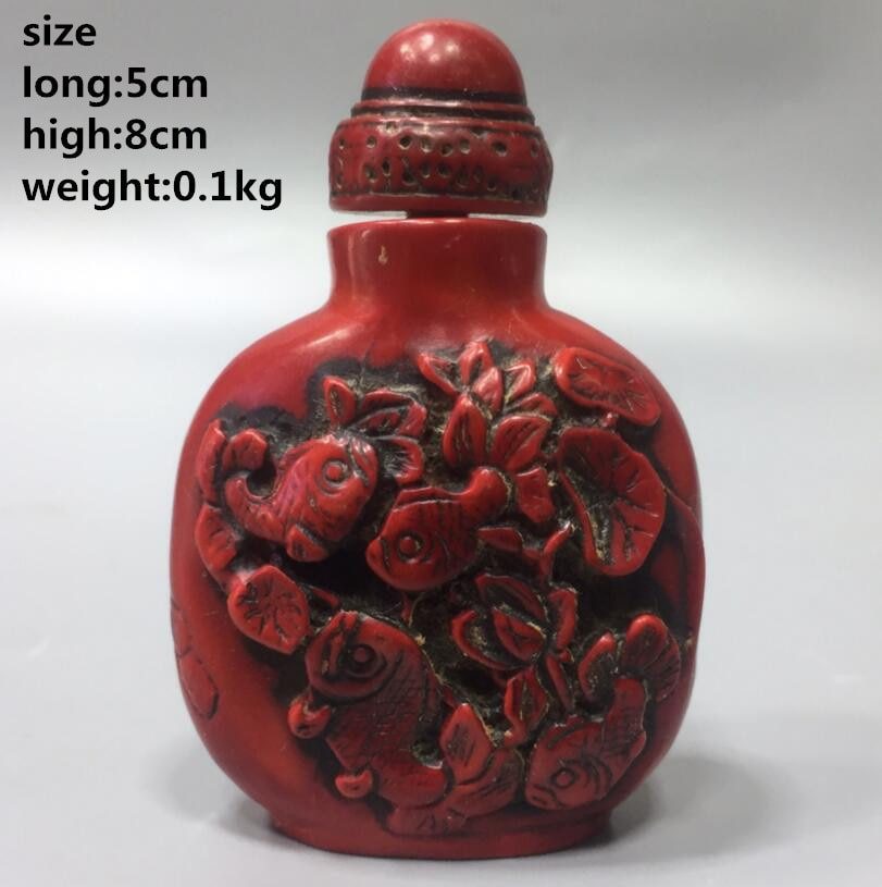 Chinese imitation red coral snuff bottle small crafts statue