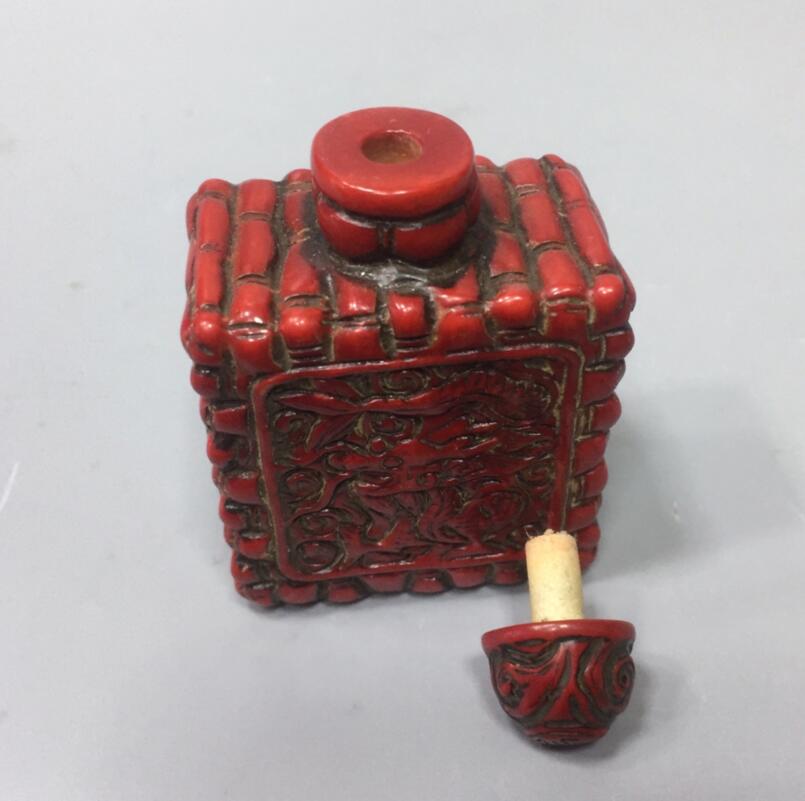 Chinese imitation red coral snuff bottle small crafts statue