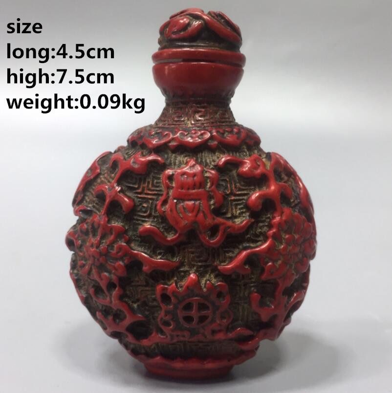 Chinese imitation red coral snuff bottle small crafts statue