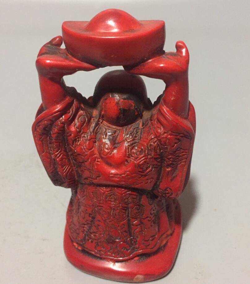 Chinese imitation red coral maitreya Buddha Ingots crafts statue