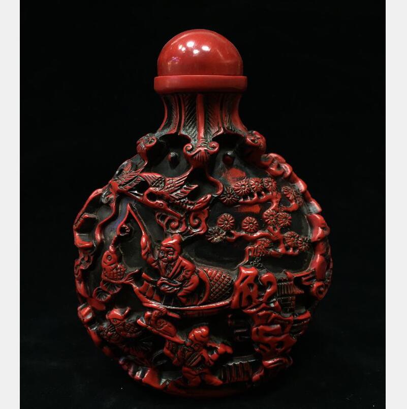 Chinese imitation red coral big snuff bottle crafts statue