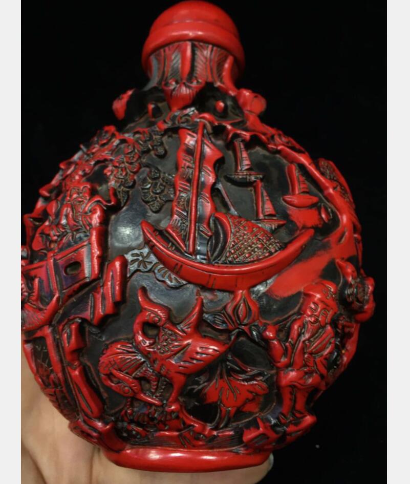 Chinese imitation red coral big snuff bottle crafts statue