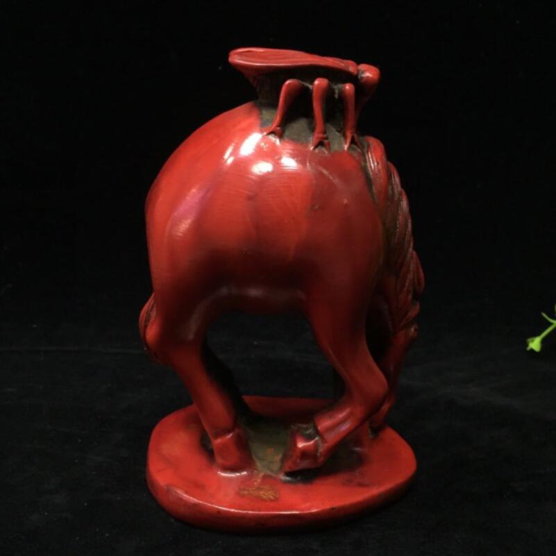 Chinese imitation red coral Golden cicada horse crafts statue