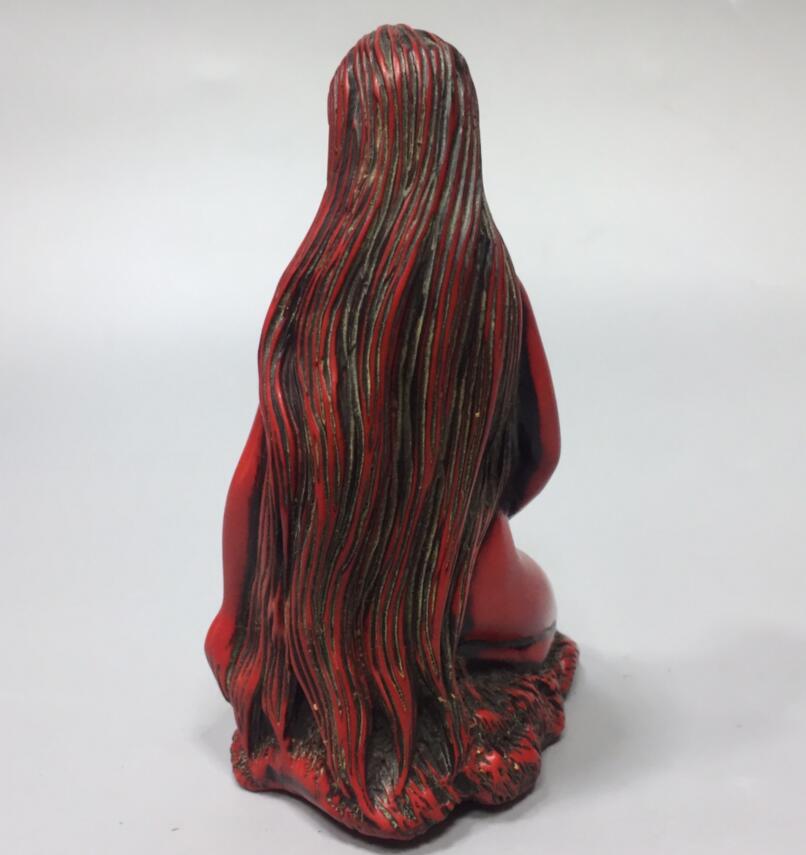 Chinese imitation red coral Beautiful woman crafts statue