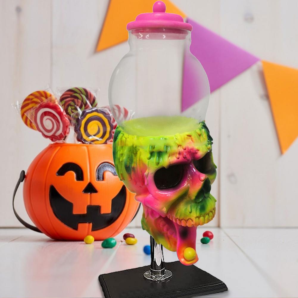 Bubble Gum Skull Machine Candy Dispenser,Resin Melting Gumball Vending Machine Dispenser Party Candy Dispenser