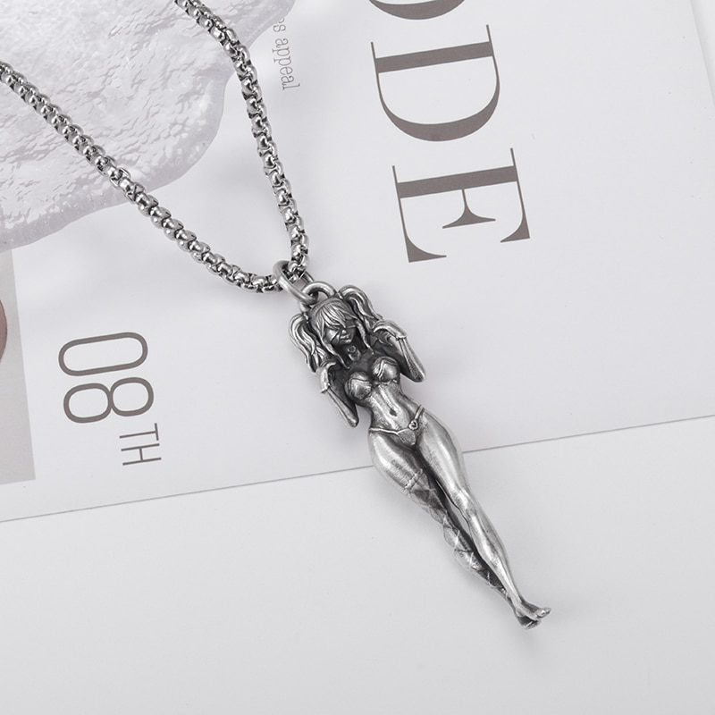 Classic naked goddess pendant fashion silver color sexy goddess pendant necklace men and women personality charm temptation gift