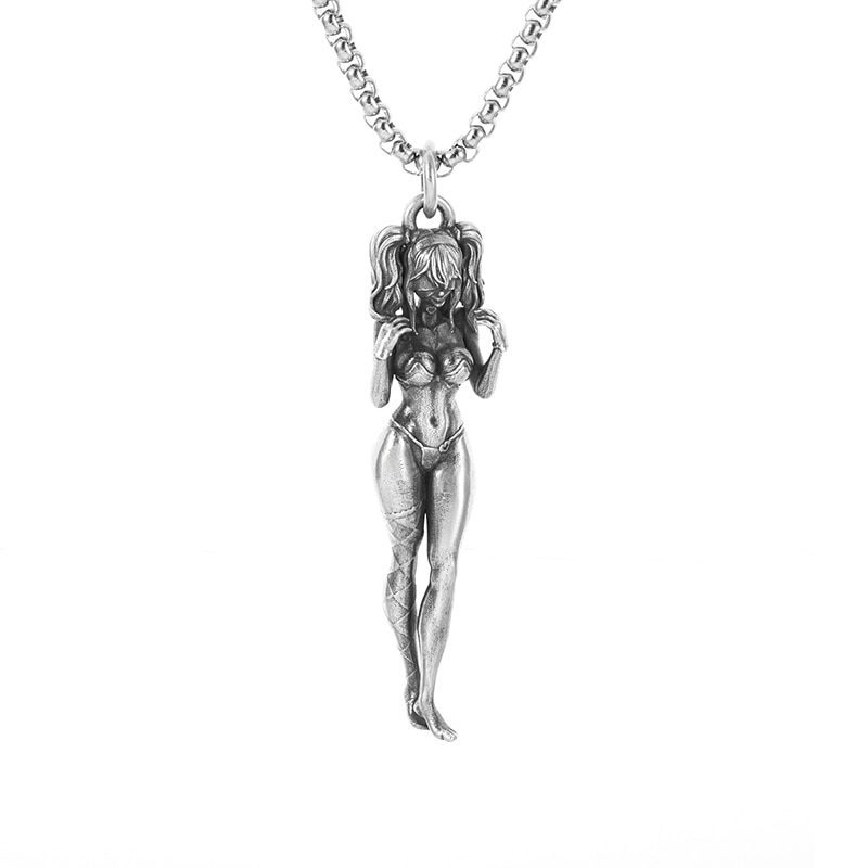 Classic naked goddess pendant fashion silver color sexy goddess pendant necklace men and women personality charm temptation gift