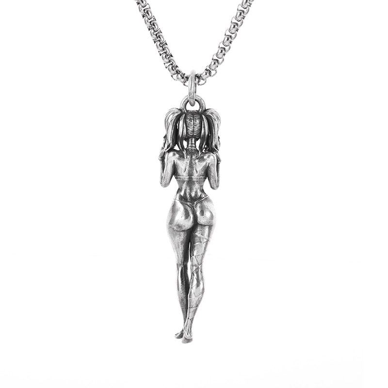 Classic naked goddess pendant fashion silver color sexy goddess pendant necklace men and women personality charm temptation gift