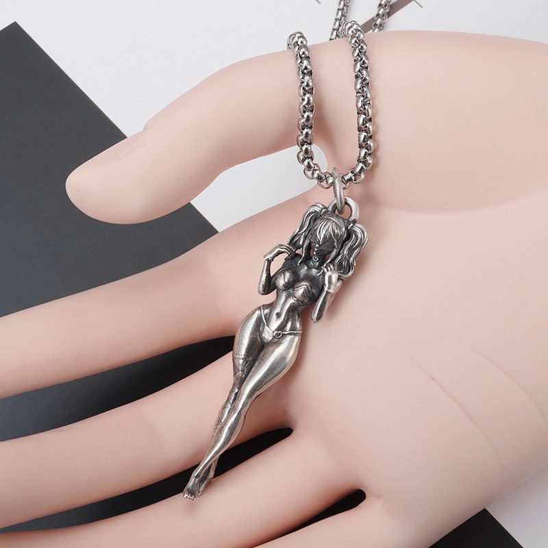 Classic naked goddess pendant fashion silver color sexy goddess pendant necklace men and women personality charm temptation gift