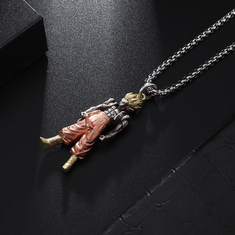 Fashion Vintage Yellow Hair Muscle Man Figurine Punk Pendant Necklace for Men Street Trend Biker Necklace Jewelry