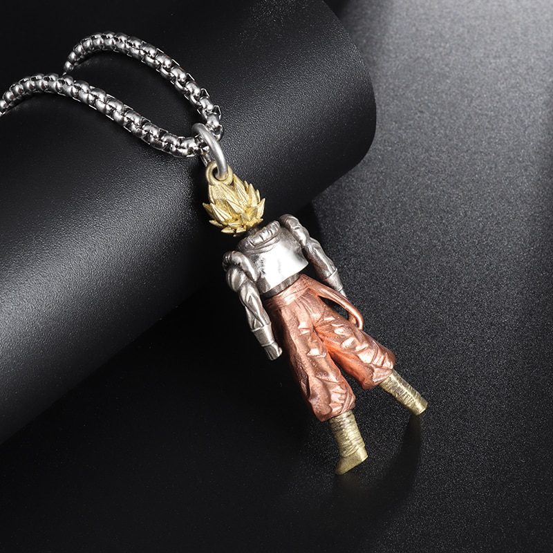 Fashion Vintage Yellow Hair Muscle Man Figurine Punk Pendant Necklace for Men Street Trend Biker Necklace Jewelry