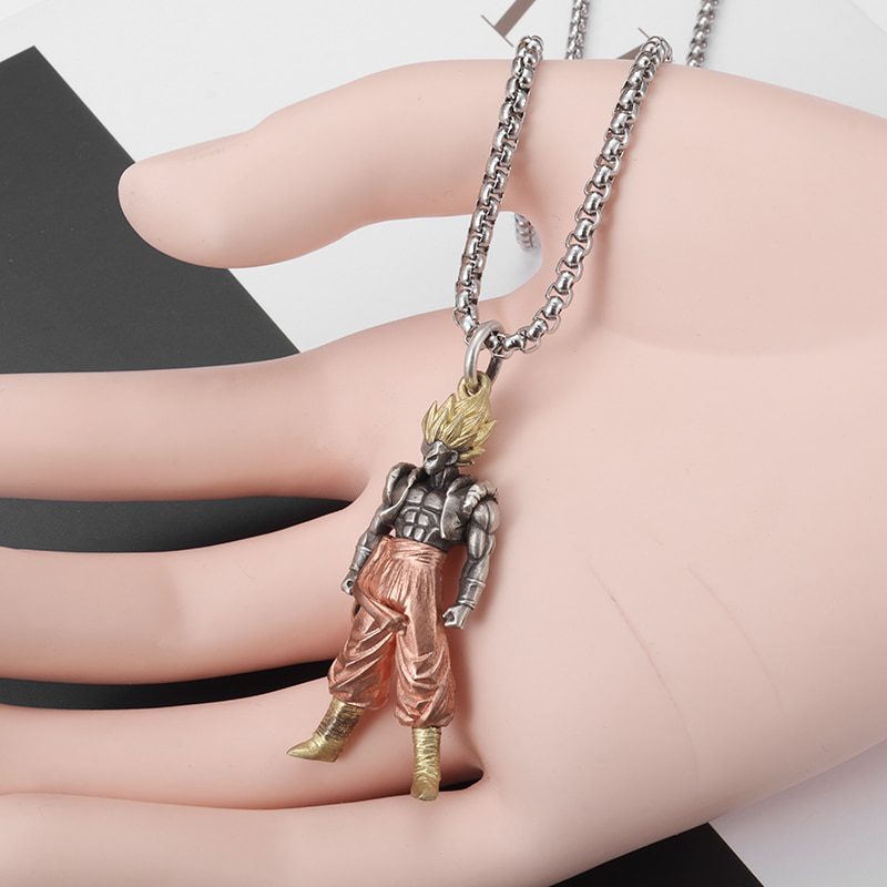 Fashion Vintage Yellow Hair Muscle Man Figurine Punk Pendant Necklace for Men Street Trend Biker Necklace Jewelry