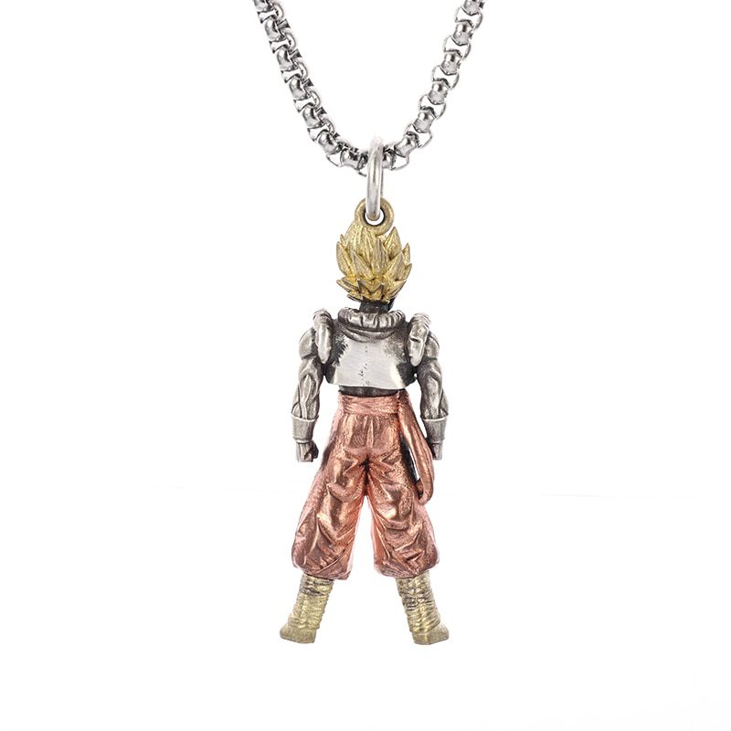 Fashion Vintage Yellow Hair Muscle Man Figurine Punk Pendant Necklace for Men Street Trend Biker Necklace Jewelry