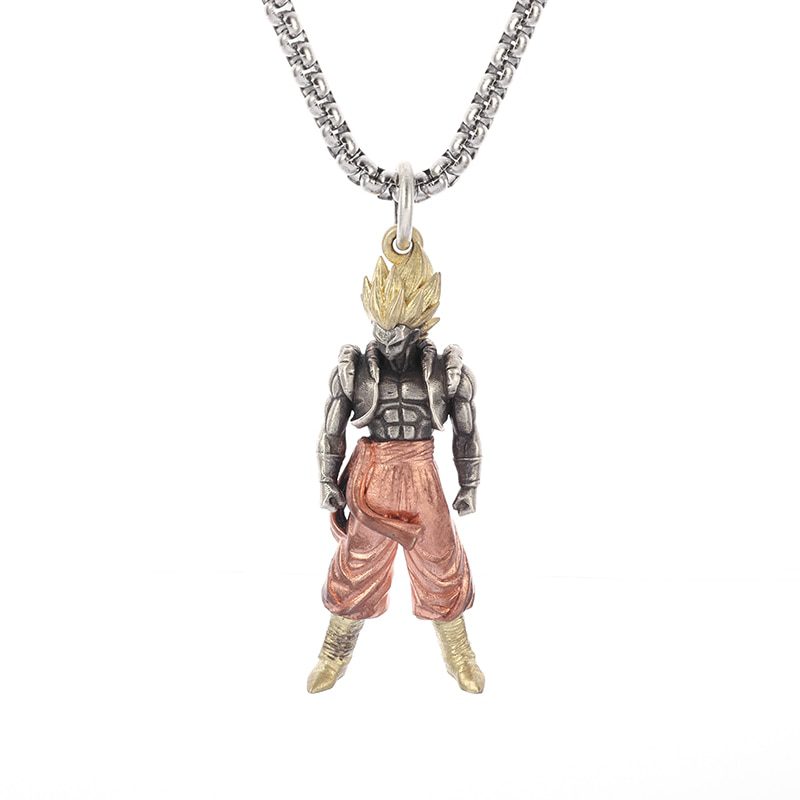 Fashion Vintage Yellow Hair Muscle Man Figurine Punk Pendant Necklace for Men Street Trend Biker Necklace Jewelry