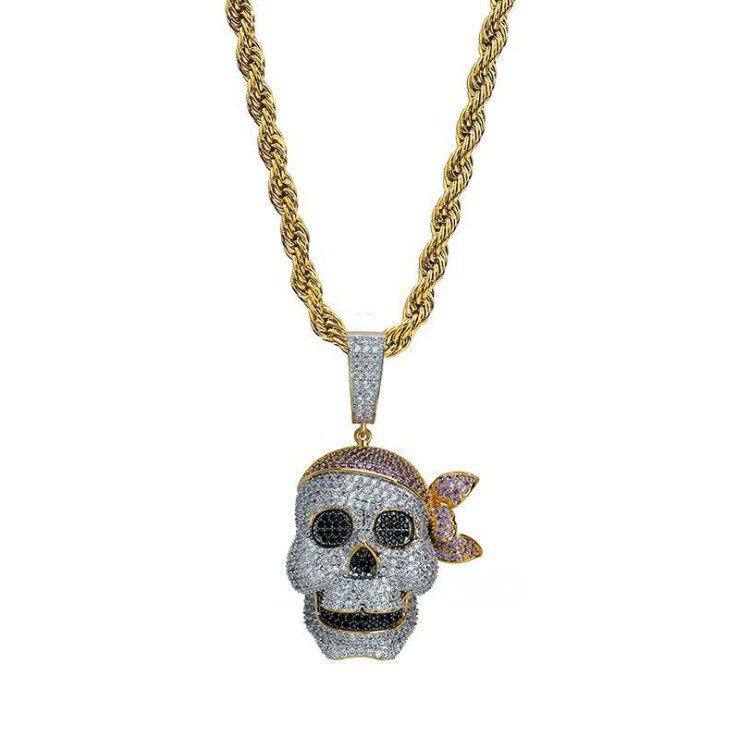 Fashion Pirate Head Hat Skull Hip-Hop Hipster Pendant Necklaces for Men Personality Jewelry