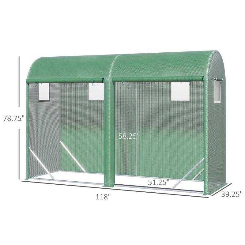 10' x 3.5' x 7' Tunnel Greenhouse Outdoor Walk-In Hot House with Roll-up Windows and Zippered Door, Steel Frame, PE Cover