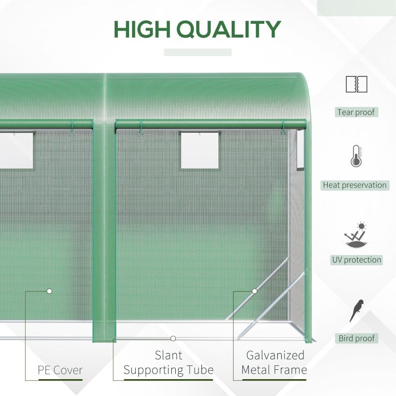 10' x 3.5' x 7' Tunnel Greenhouse Outdoor Walk-In Hot House with Roll-up Windows and Zippered Door, Steel Frame, PE Cover