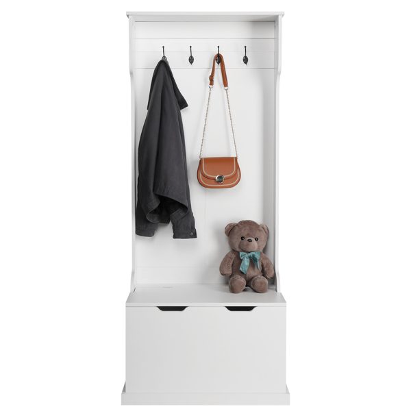 white Independent wardrobe manager, with clothes hook, multiple storage racks, bedroom, porch wardrobe storage rack