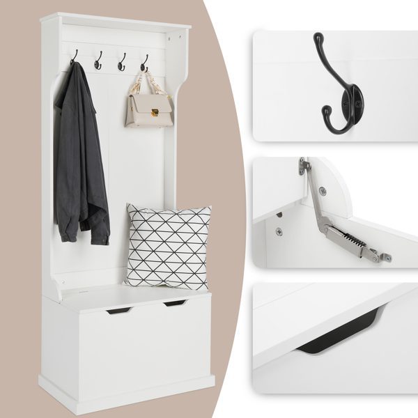 white Independent wardrobe manager, with clothes hook, multiple storage racks, bedroom, porch wardrobe storage rack