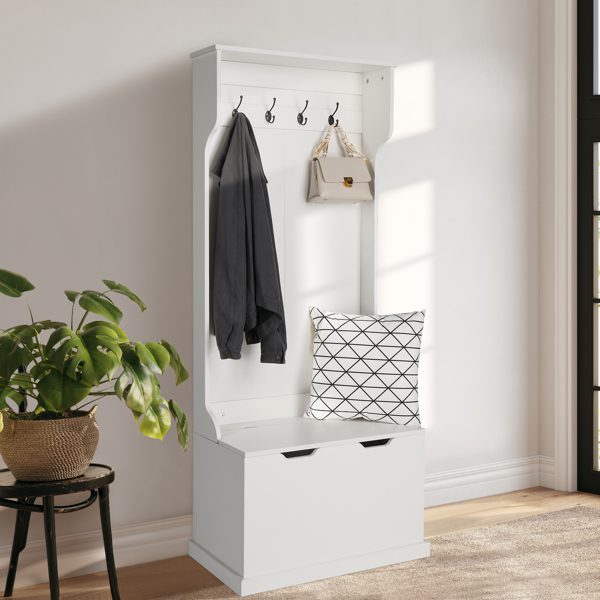 white Independent wardrobe manager, with clothes hook, multiple storage racks, bedroom, porch wardrobe storage rack