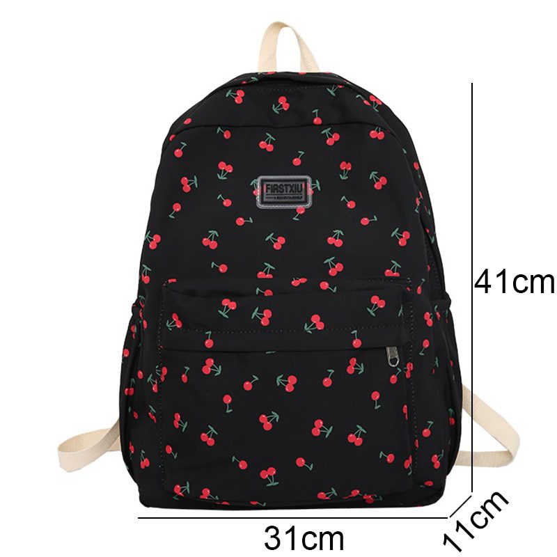 New Girl Cherry Floral Travel Book Backpack Women Trendy Print School Bag Female Laptop College Backpack Fashion Lady Kawaii Bag