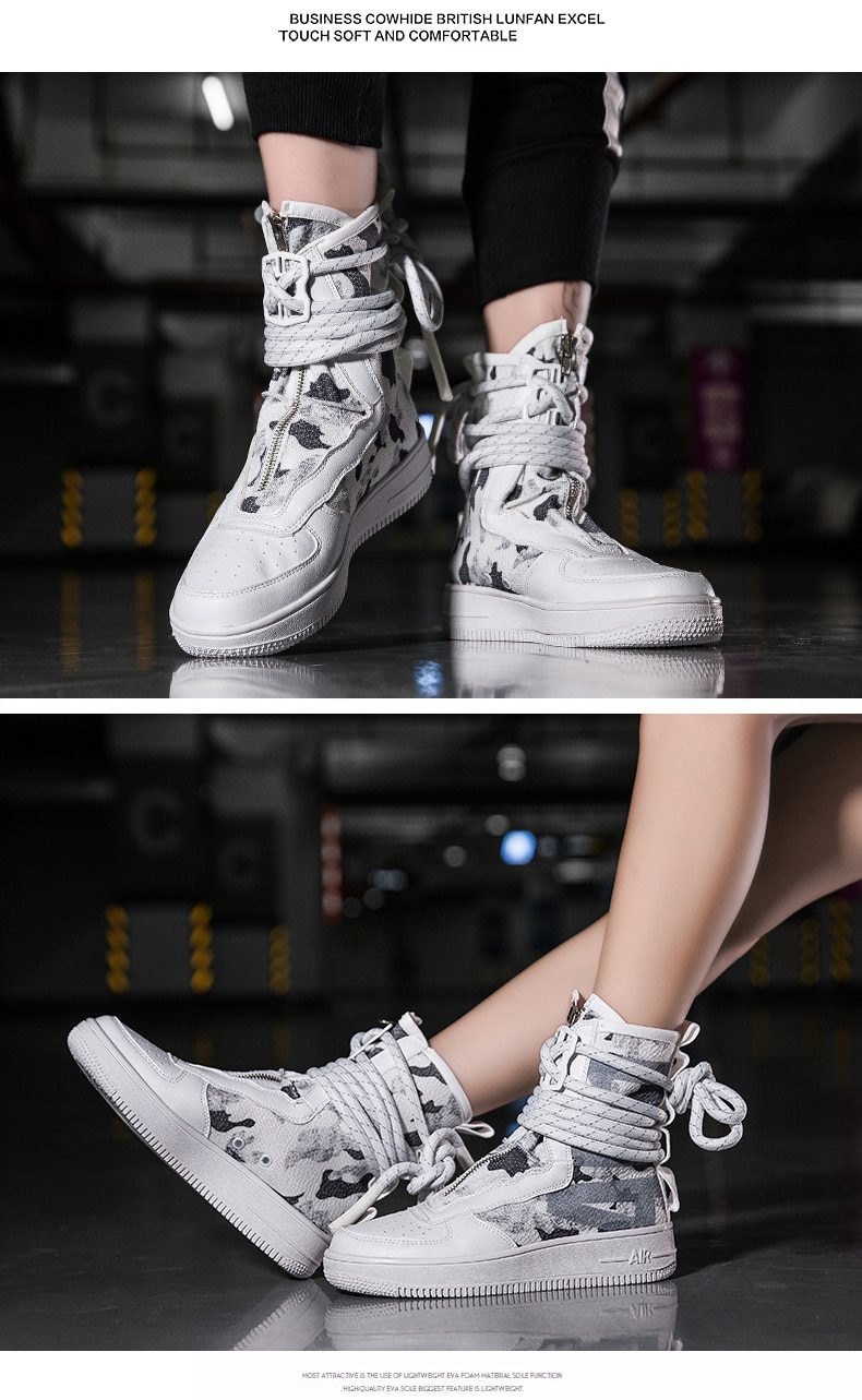 Couple Casual Shoes Fashion Sneakers Men Motorcycle Desert Boots High Top Sneakers Cross Strap Trainers Adult Footwear Size 46