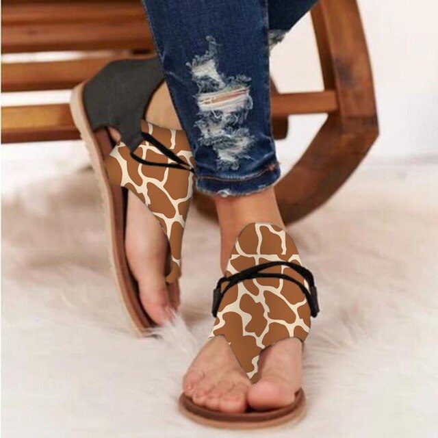 Summer Women Sandals Flats Zippers Flip Flops Ladies Casual women Shoes Leopard Open Toe Solid Beach Flats Women's Sandals