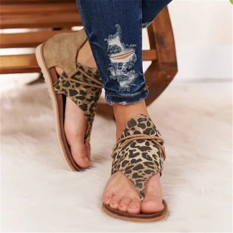 Summer Women Sandals Flats Zippers Flip Flops Ladies Casual women Shoes Leopard Open Toe Solid Beach Flats Women's Sandals