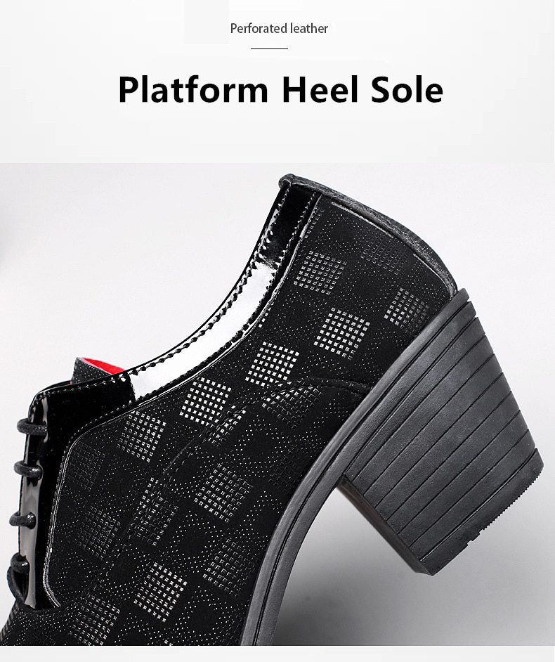 New Fashion Red Plaid Men's Dress Shoes Pointed Leather High Heel Shoes Men Height Increasing Wedding Shoes Men zapatos hombre