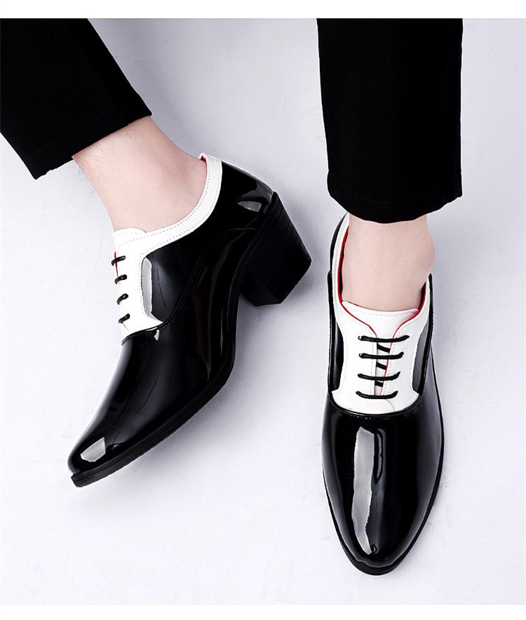 2022 Classic Glitter Leather Men's Dress Shoes Fashion Red Mirror Luxury Shoes Men Increasing-height Heel Shoes Men Footwear