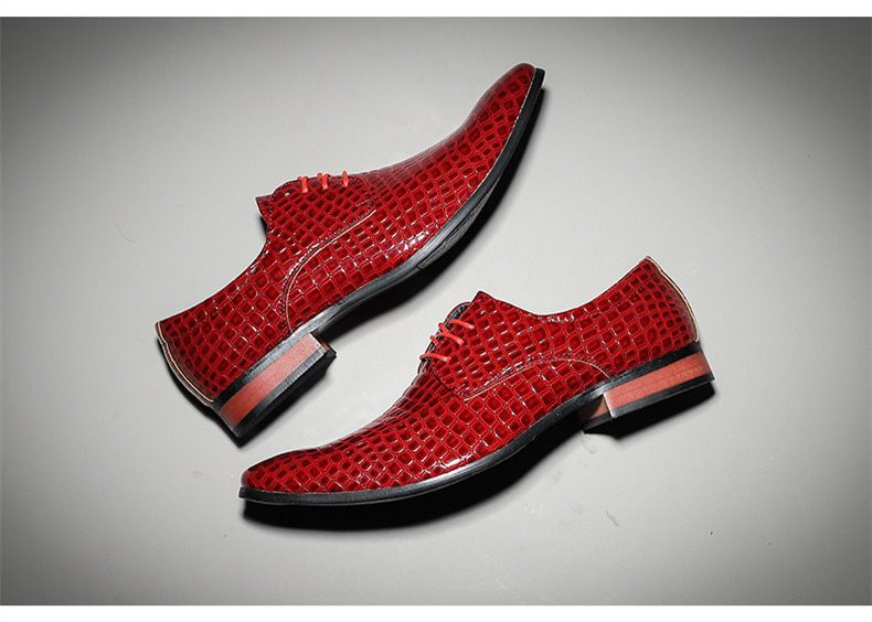 Italian Brand Red Men's Crocodile Shoes Classic Luxury Formal Dress Shoes Men Oxford Leather Shoes Fashion Pointed Wedding Shoes