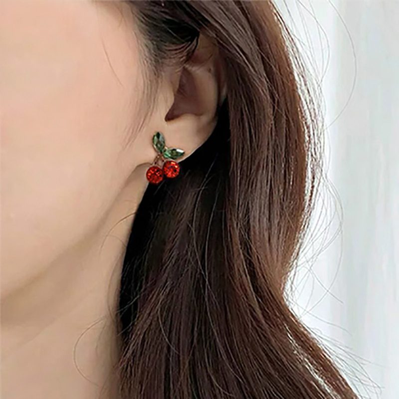 Cherry Drop Earrings For Women 2021 Fashion Jewelry Resin Alloy Female Crystal Earring Accessories Girl Gift Party Wholesale New