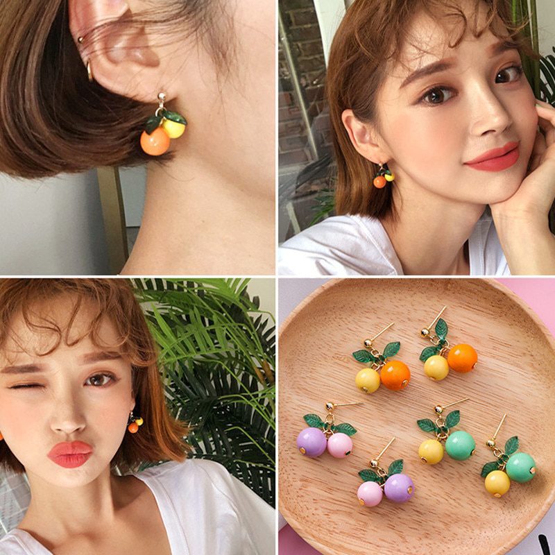 Korean Fashion Sweet Youth Girl Student Fruit Cherry Earrings Fresh Simple Cute Women Earrings Ear Clips Banquet Accessories