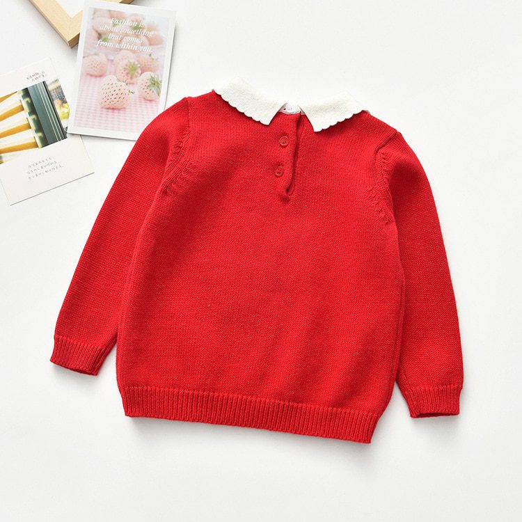 Baby Kids Girls Long Sleeve Cherry Printing Knit Sweater Autumn Winter Kids Girls Pullover Sweaters Children's Clothes