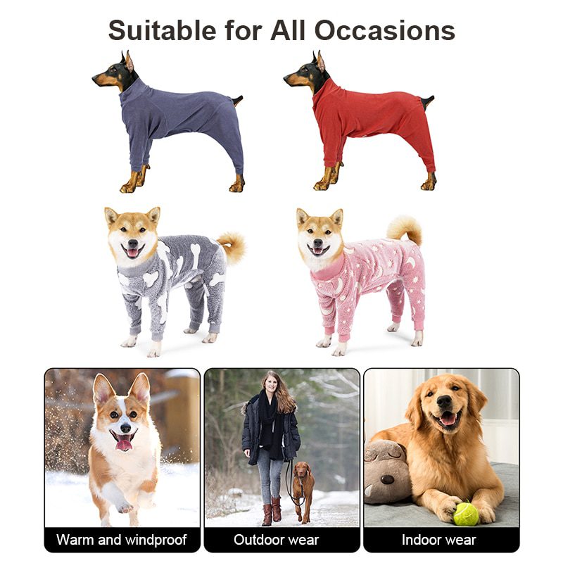 Pet Dog Clothes Flannel Warm Sweatshirt Jacket Dogs Hoodies for Large Dogs Labrador Alaskan Husky Dogs Pajamas Pet Costume