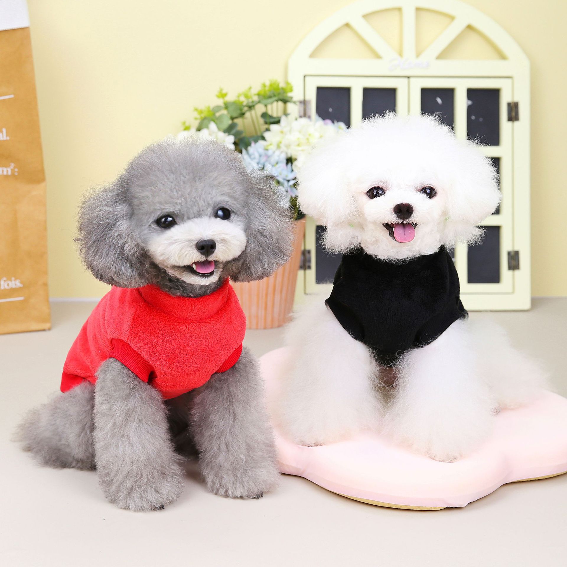 Plush Dog Hoodies For Small Medium Dogs Winter Comfortable Pet Dog Clothes Dog Coat Flannel Pet Sweater Bulldog Outfit Pullover