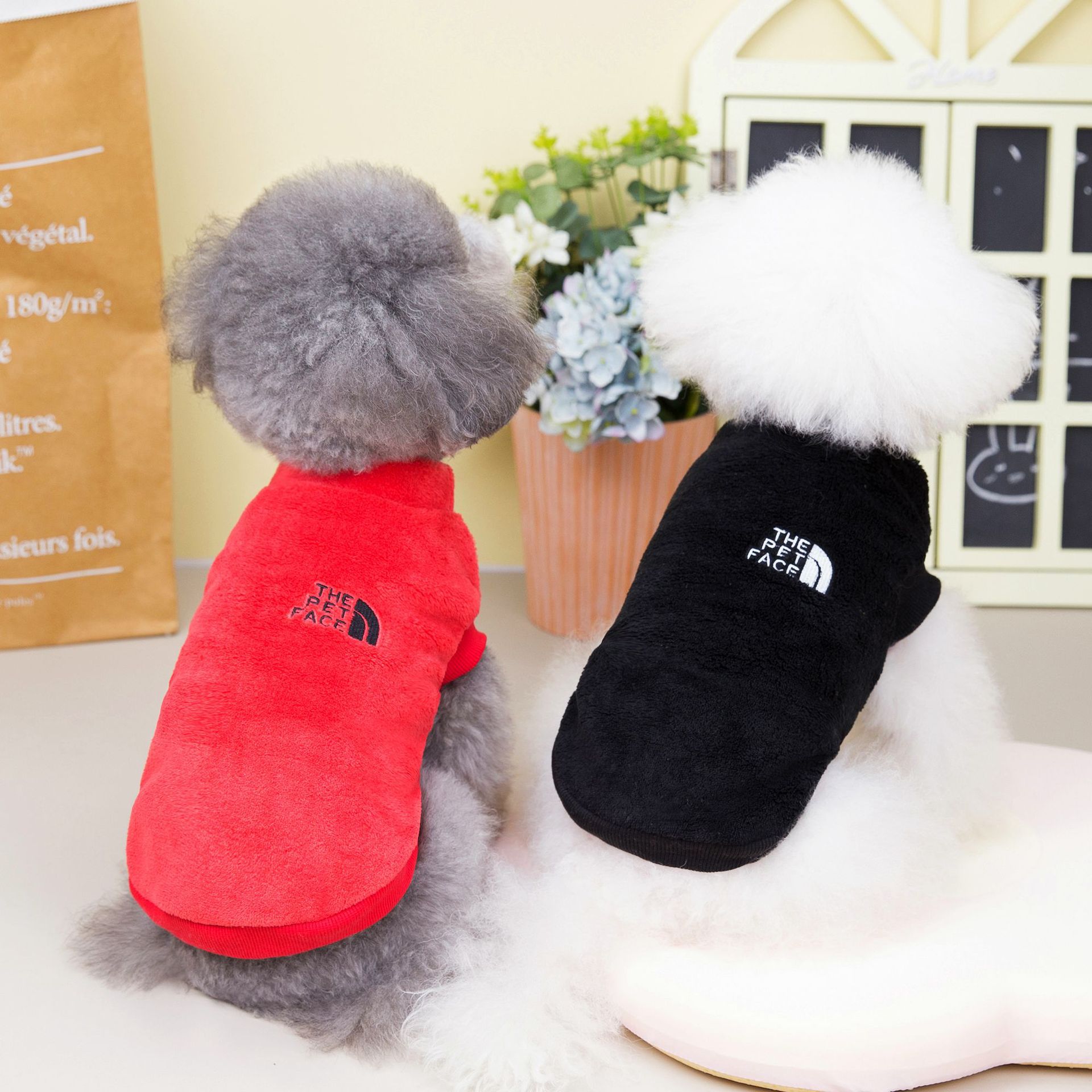 Plush Dog Hoodies For Small Medium Dogs Winter Comfortable Pet Dog Clothes Dog Coat Flannel Pet Sweater Bulldog Outfit Pullover