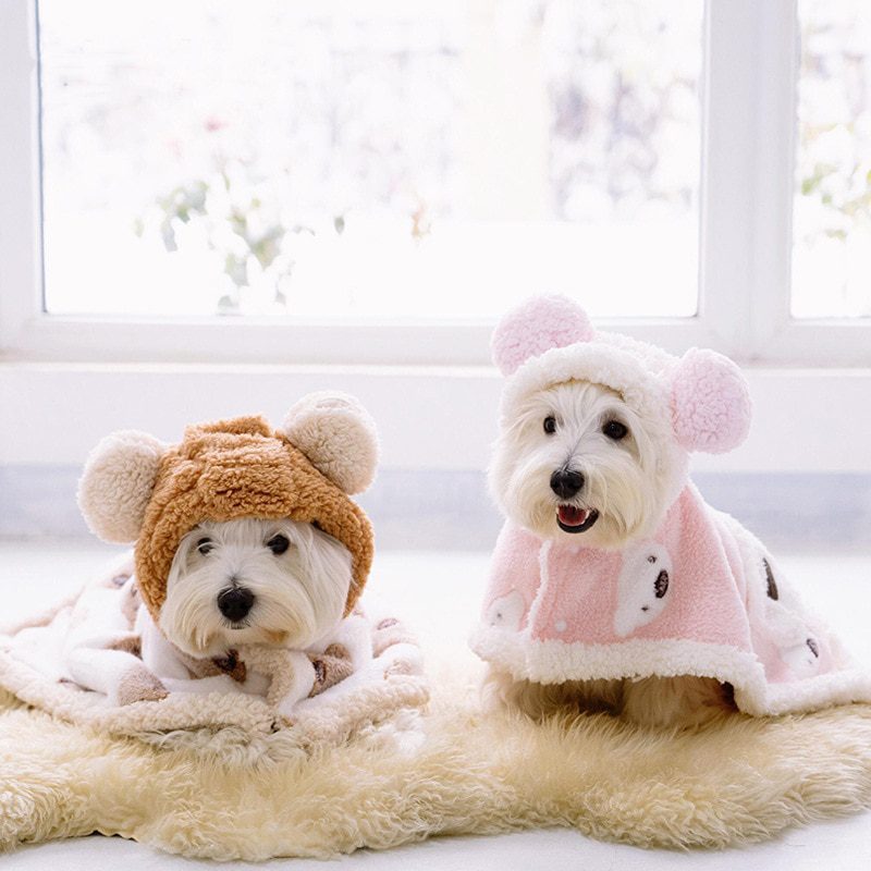 New Pet Pajamas Dog Sleeping Bags Plush Warmth Blanket Hooded Pet Dog clothes for Small Medium Teddy Beard Dog Costume