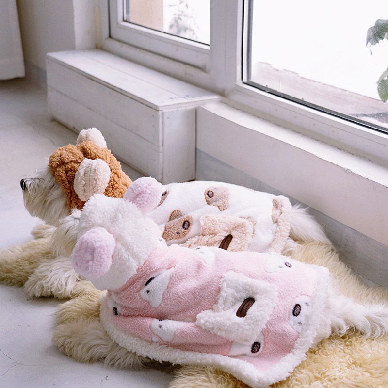 New Pet Pajamas Dog Sleeping Bags Plush Warmth Blanket Hooded Pet Dog clothes for Small Medium Teddy Beard Dog Costume