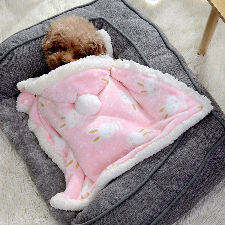 New Pet Pajamas Dog Sleeping Bags Plush Warmth Blanket Hooded Pet Dog clothes for Small Medium Teddy Beard Dog Costume