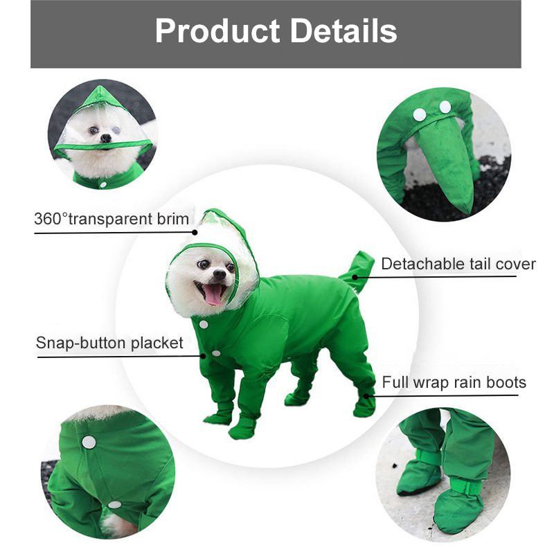 2022 New Dog Raincoat Waterproof Dog Clothes Overalls For Dogs Clothes For Small Dog Big Dogs Coat Clothing Pet Supplies